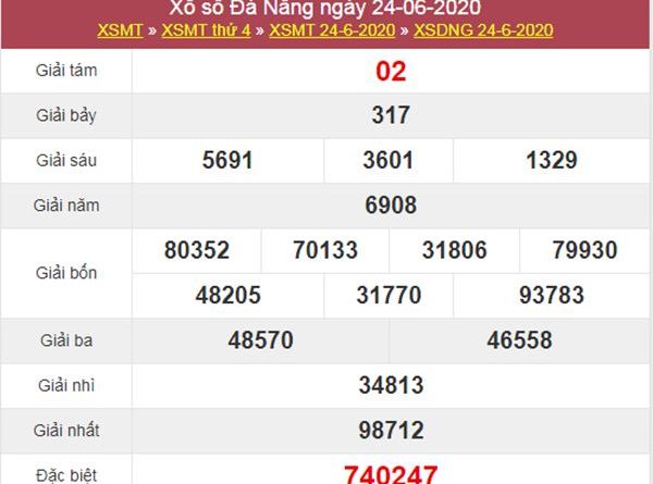 Thống kê XSDNG 27/6/2020 chốt KQXS Đà Nẵng thứ 7