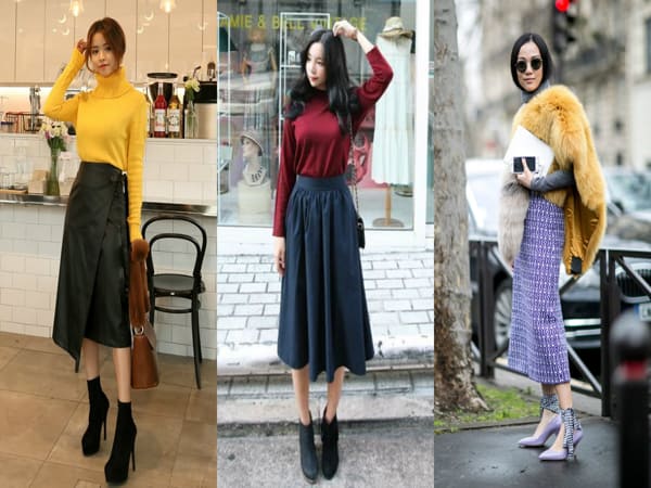 Cách phối Boot với váy dài cổ điển