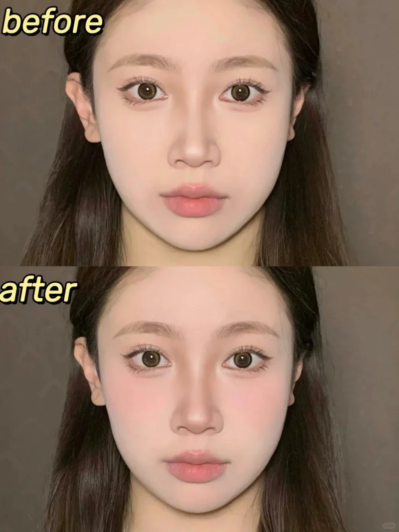 Cách đánh má hồng cho mặt tròn bằng son tint hoặc son kem