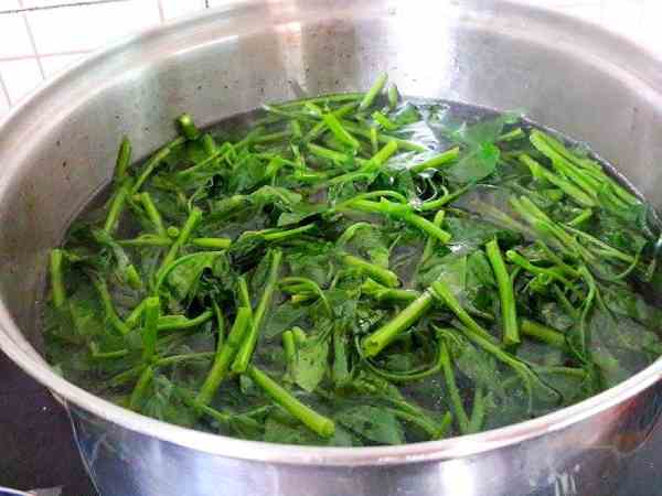 Ngâm rau vào nước đá sau khi luộc